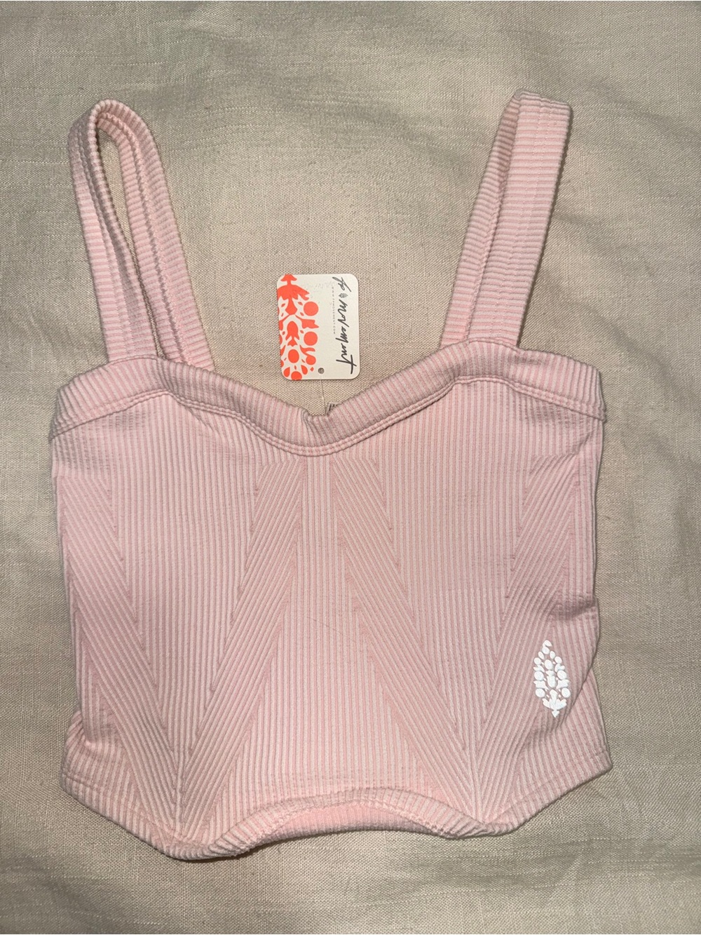 FP Movement by Free People Ribbed Pink Bustier Crop Top